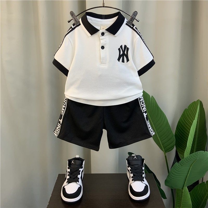 Boys summer polo shirt suit  new baby Internet celebrity short-sleeved clothes little boy children cool and handsome children's clothing