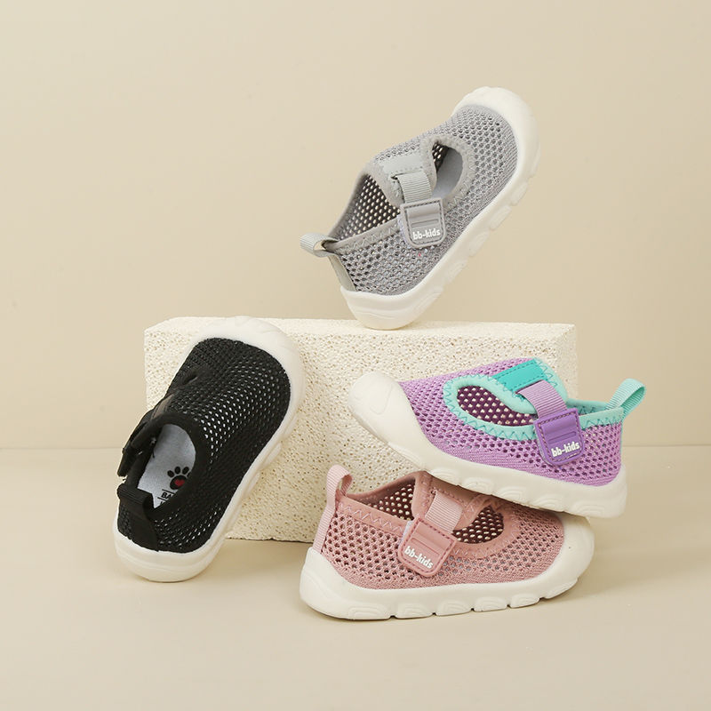 夏季新款宝宝学步鞋软底婴儿透气凉鞋包头镂空针织男童网面女孩子