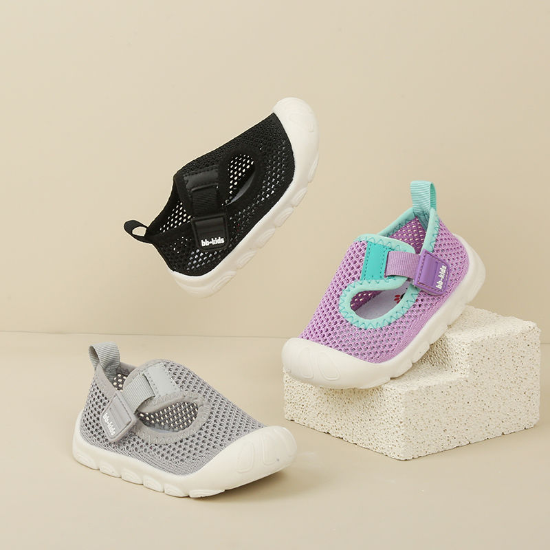 夏季新款宝宝学步鞋软底婴儿透气凉鞋包头镂空针织男童网面女孩子