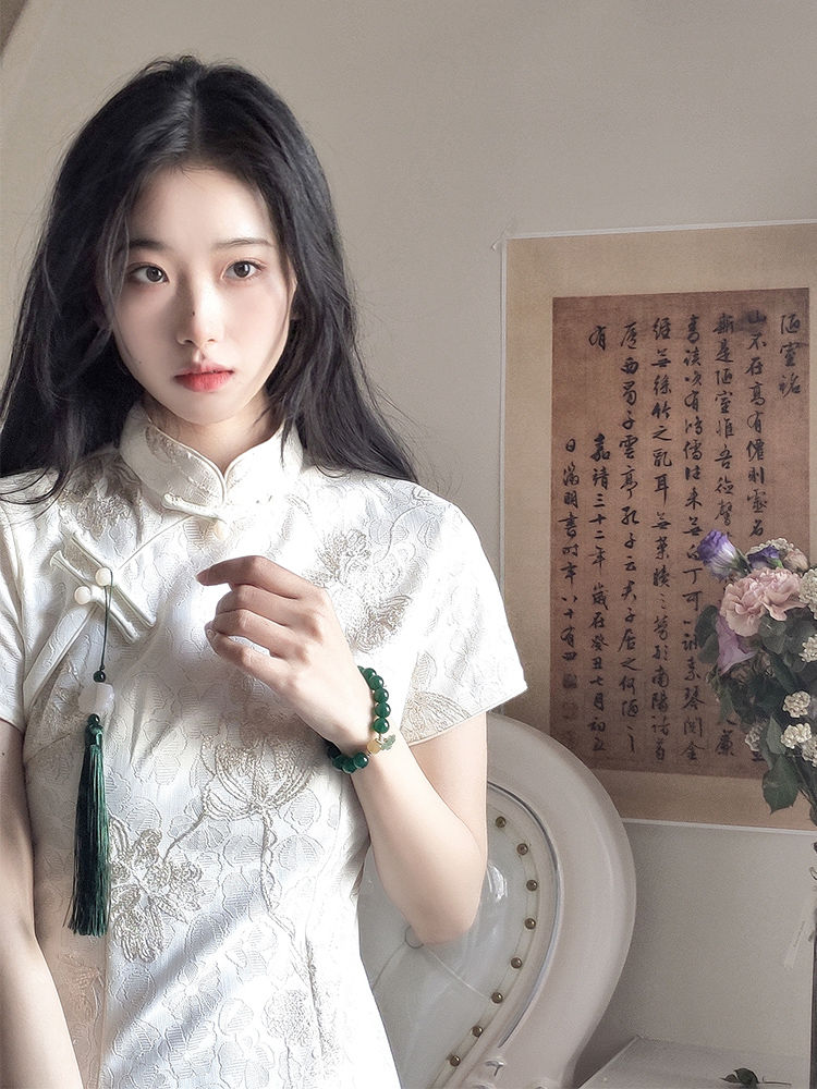 旗袍民國風大小姐2023新款夏季改良長款連衣裙日常蕾絲國風純欲風