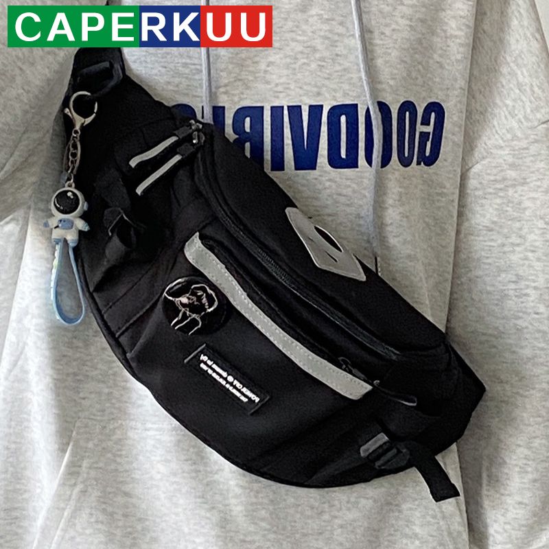 CAPERKUU新款胸包男日系原宿工装风运动斜挎包男大学生单肩腰包潮