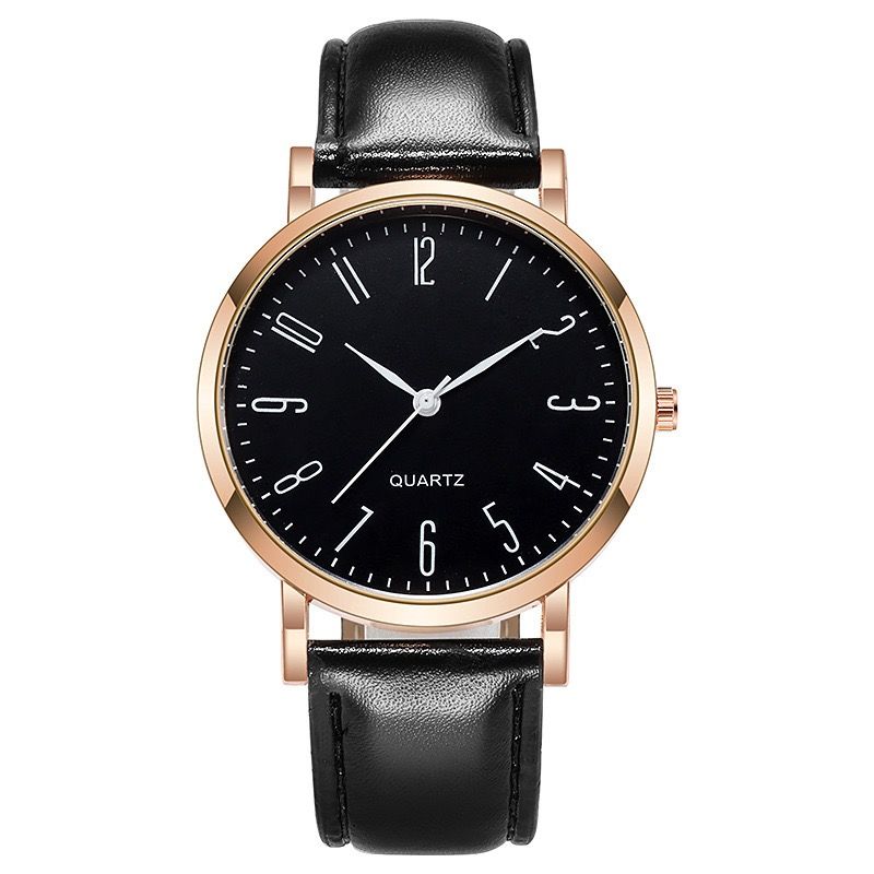 Ultra-thin Round Digital Watch For Men And Women Leather Strap_voghion.com