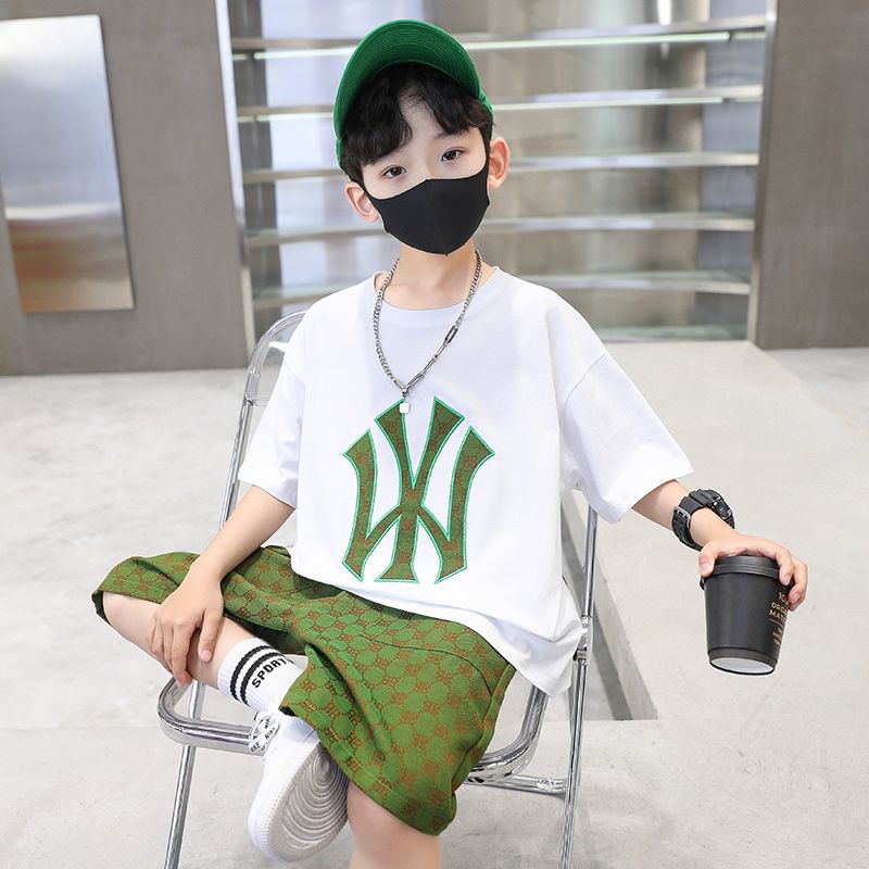 男童夏季套裝大童網紅夏裝短袖衣服男孩2023新款兒童洋氣時髦潮夏