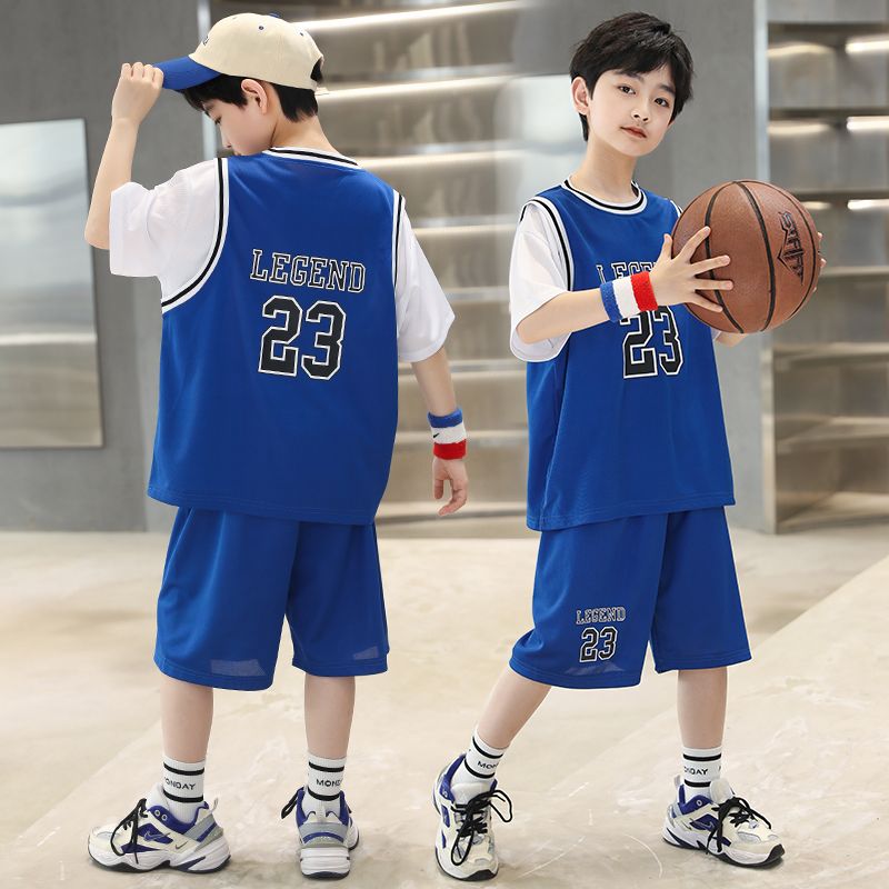 男童夏装套装新款儿童24号背心篮球服运动套装短袖短裤两件套