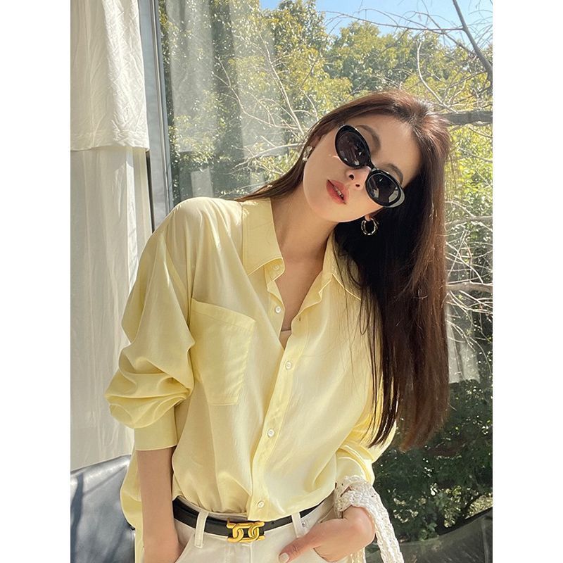 格瑞吉奧防曬襯衫女夏薄款新款小個子藍色襯衣設計感小眾白色外套