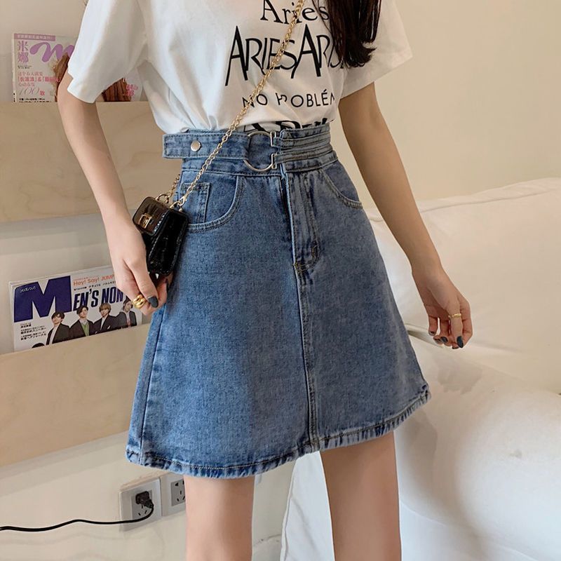 2023年夏季新款牛仔半身裙女胖mm大碼a字裙高腰顯瘦包臀裙短裙子