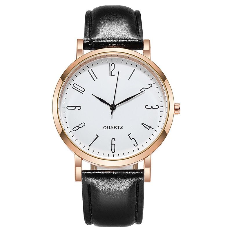 Ultra-thin Round Digital Watch For Men And Women Leather Strap_voghion.com