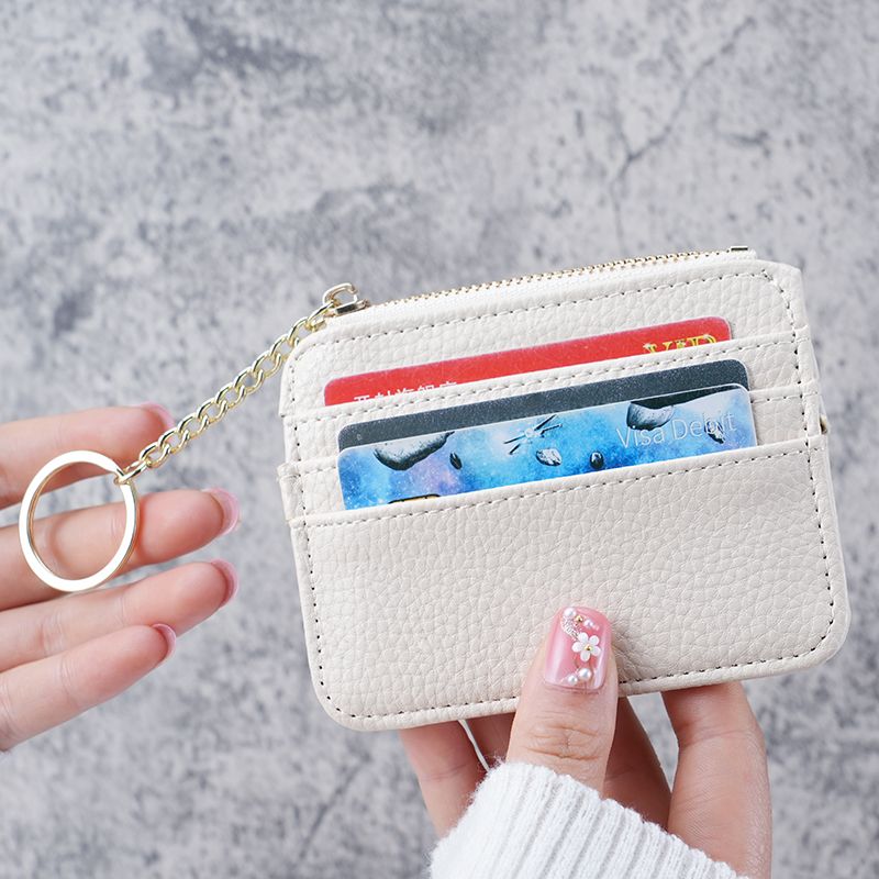Simple card holder for women, ultra-thin trendy mini zipper wallet, ID card holder, card holder, men's and women's bank card holder, one piece