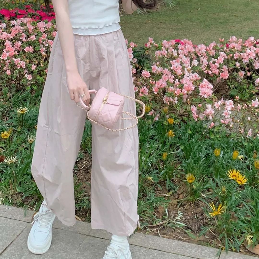 Japanese soft girl straight casual pants women's spring new loose and versatile cute niche nine-point pants..