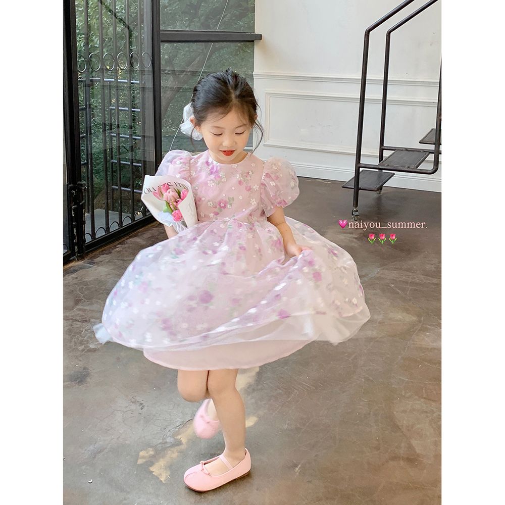 奶油Kids女童夏裝2023新款兒童連衣裙寶寶裙子公主裙tutu裙蓬蓬裙