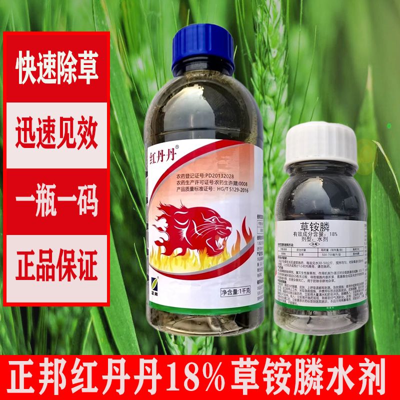 正邦红丹丹18%草铵膦水剂果园除草青草牛筋草小飞蓬灭生除草剂