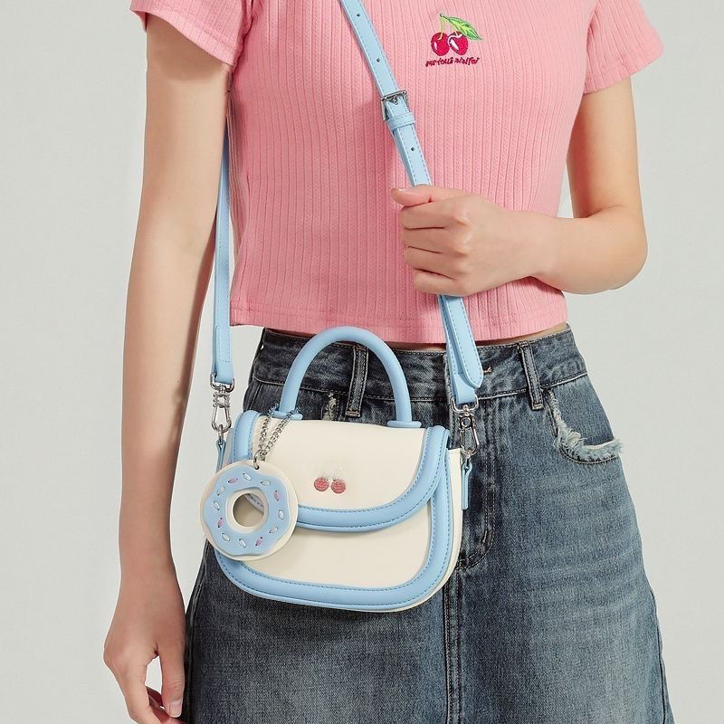 New Original Design Cherry Donut Saddle Bag Macaron Girl Messenger Bag Summer Cute..