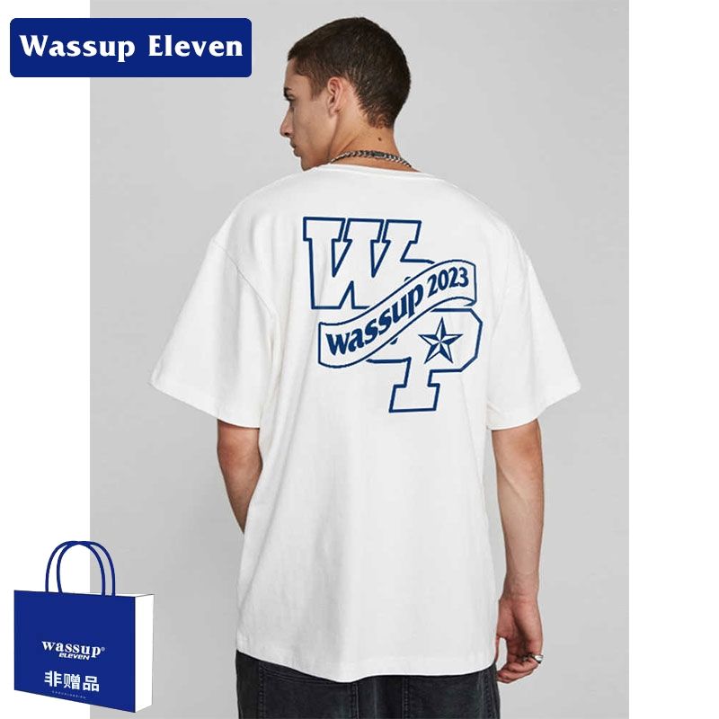 WASSUP ELEVEN美式設計感短袖t恤男士夏季國潮牌重磅純棉寬鬆上衣