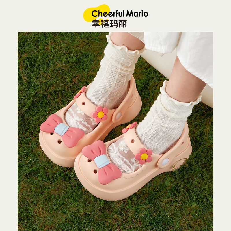 幸福玛丽女童洞洞鞋夏季防滑包跟公主风中大童女亲子两穿洞洞凉鞋