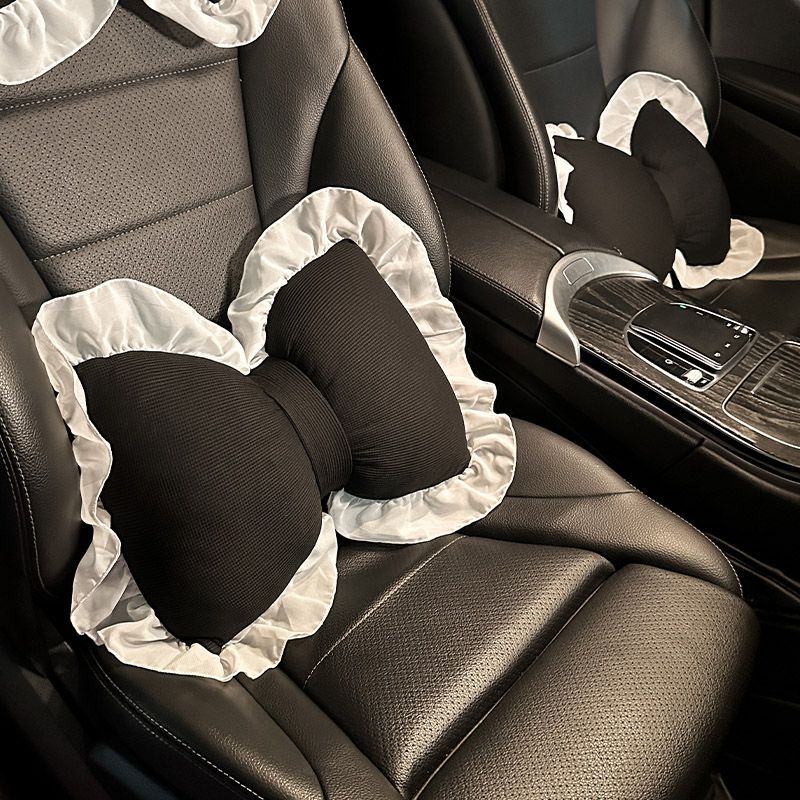 汽车头枕护颈枕创意可爱蕾丝四季通用腰靠一对车内靠枕车载枕头女