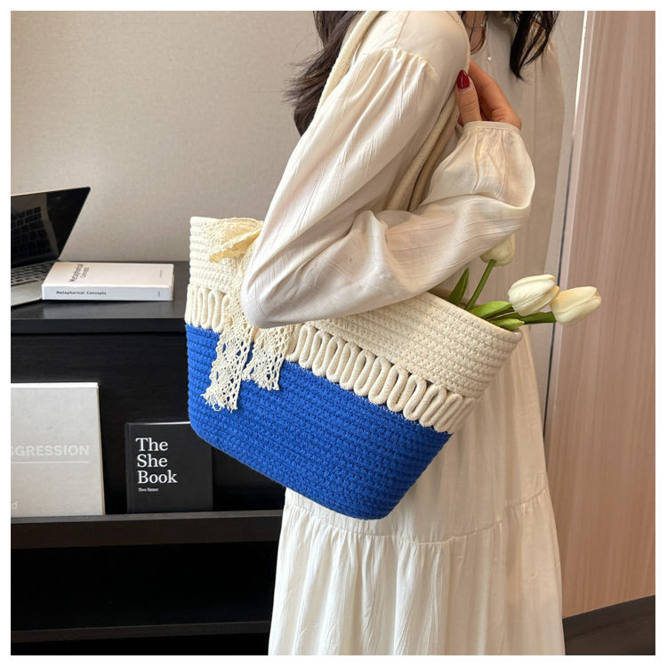 Large-Capacity Beach Bag Fashion All-Match Commuter Tote Bag Niche Weaving Portable Foreign Style Shoulder Bag