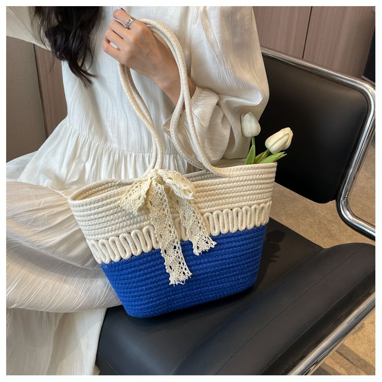 Large-Capacity Beach Bag Fashion All-Match Commuter Tote Bag Niche Weaving Portable Foreign Style Shoulder Bag