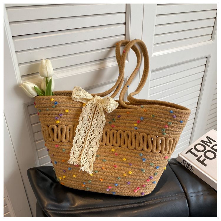 Large-Capacity Beach Bag Fashion All-Match Commuter Tote Bag Niche Weaving Portable Foreign Style Shoulder Bag