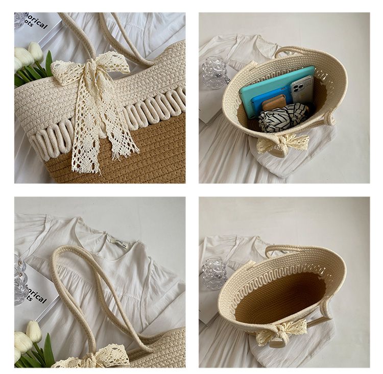 Large-Capacity Beach Bag Fashion All-Match Commuter Tote Bag Niche Weaving Portable Foreign Style Shoulder Bag