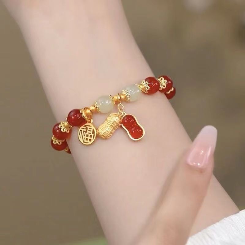 Douyin with the same good thing peanut blessing brand bracelet ins niche design temperament retro all-match bracelet girlfriend gift