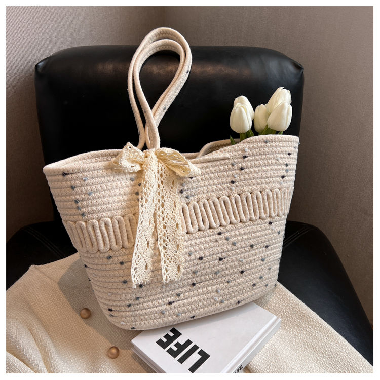 Large-Capacity Beach Bag Fashion All-Match Commuter Tote Bag Niche Weaving Portable Foreign Style Shoulder Bag