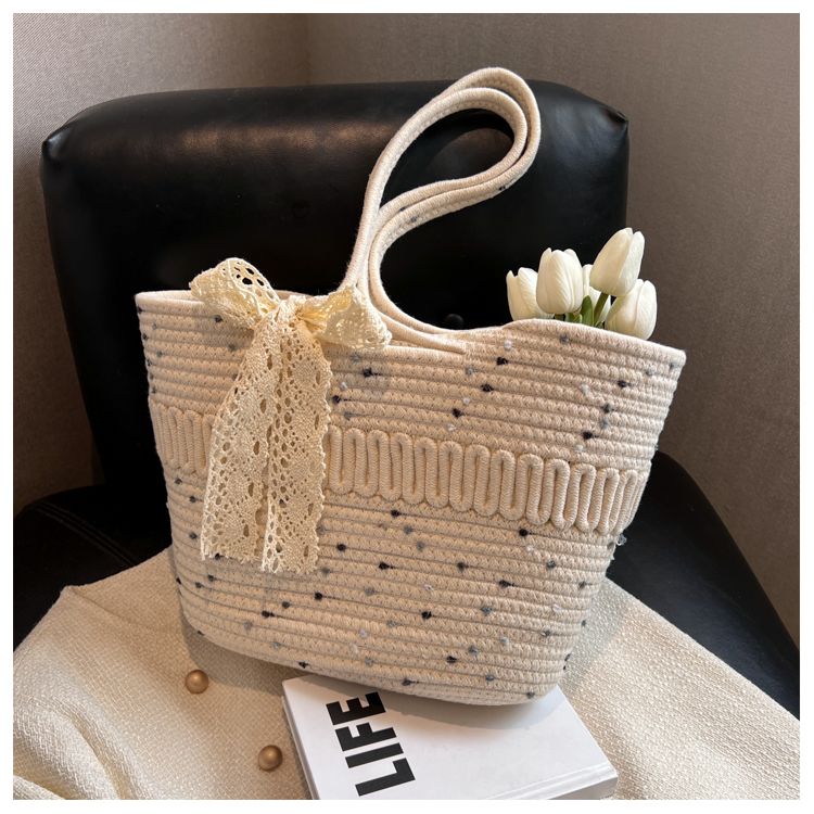 Large-Capacity Beach Bag Fashion All-Match Commuter Tote Bag Niche Weaving Portable Foreign Style Shoulder Bag