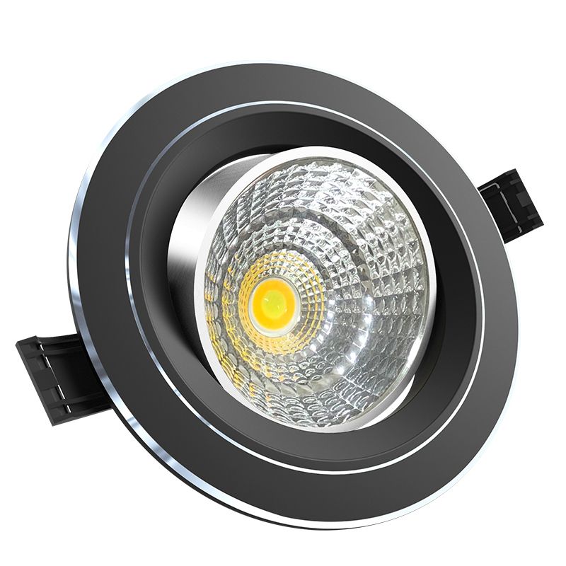 COB射灯LED天花灯嵌入式筒灯三色变光家用客厅开孔7.5公分牛眼灯