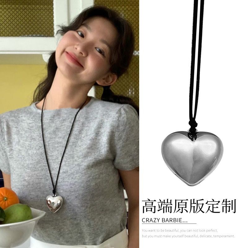 Han Suxi's same style come out and play sweet and cool love lace-up necklace necklace heart-shaped clavicle chain trendy