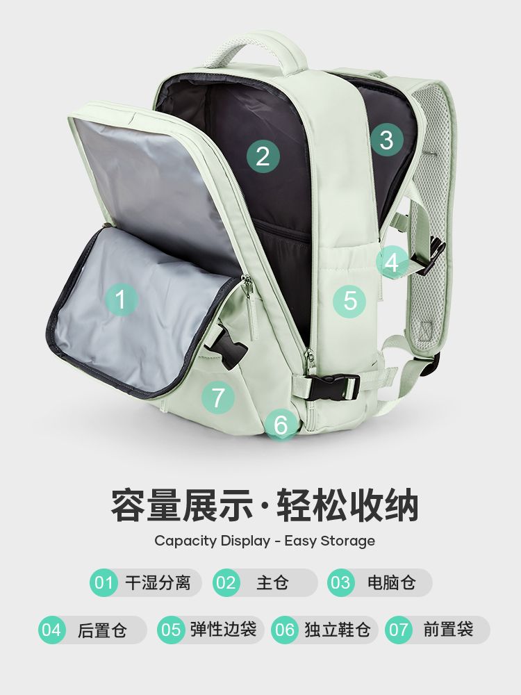 旅行双肩背包女士外出短途旅游包大容量大学生电脑书包出差行李包