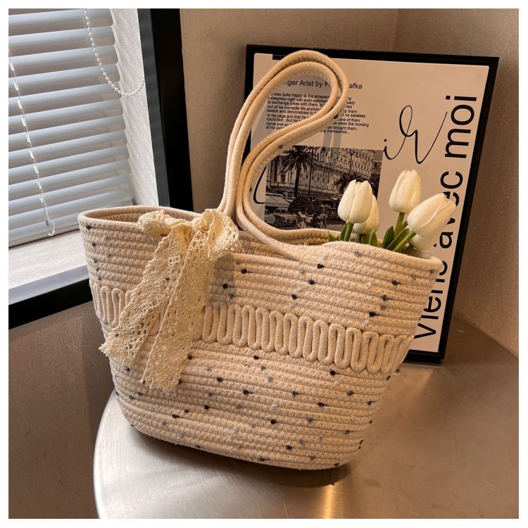 Large-Capacity Beach Bag Fashion All-Match Commuter Tote Bag Niche Weaving Portable Foreign Style Shoulder Bag