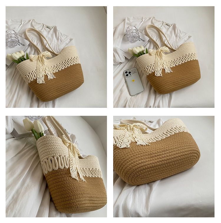 Large-Capacity Beach Bag Fashion All-Match Commuter Tote Bag Niche Weaving Portable Foreign Style Shoulder Bag