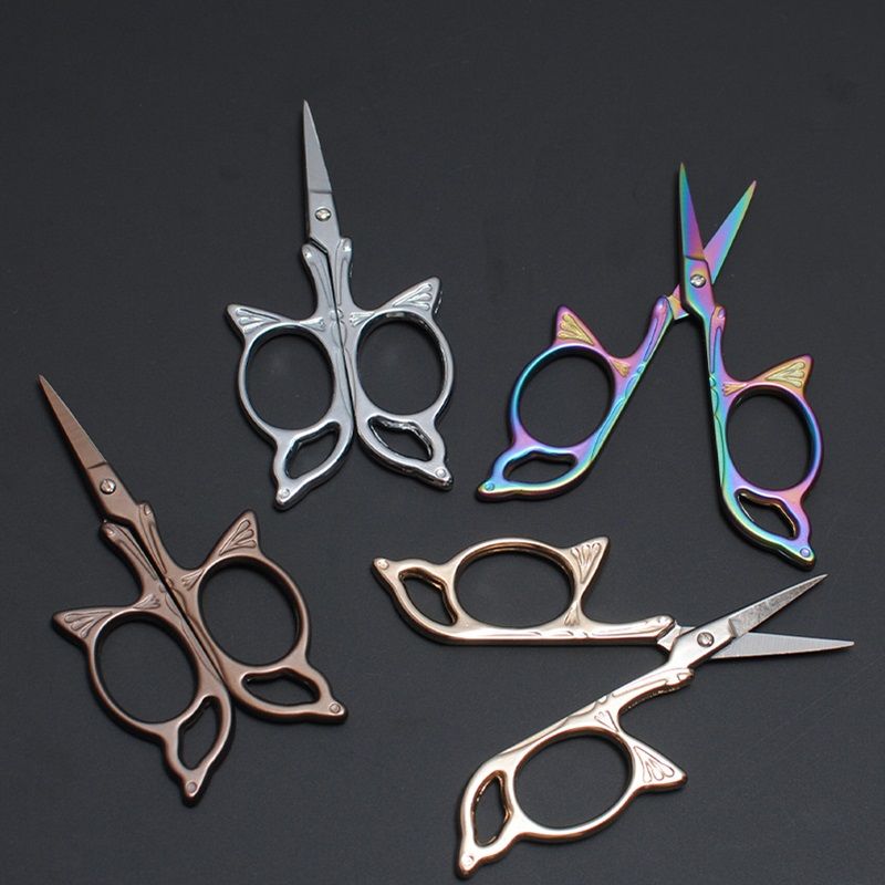 European Style Wind Mini Stainless Steel Gold Tea Bag Thread Cross Handcraft Small Scissors_voghion.com