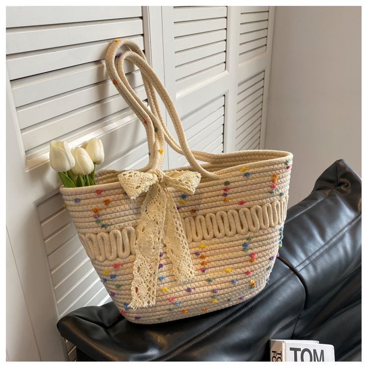 Large-Capacity Beach Bag Fashion All-Match Commuter Tote Bag Niche Weaving Portable Foreign Style Shoulder Bag