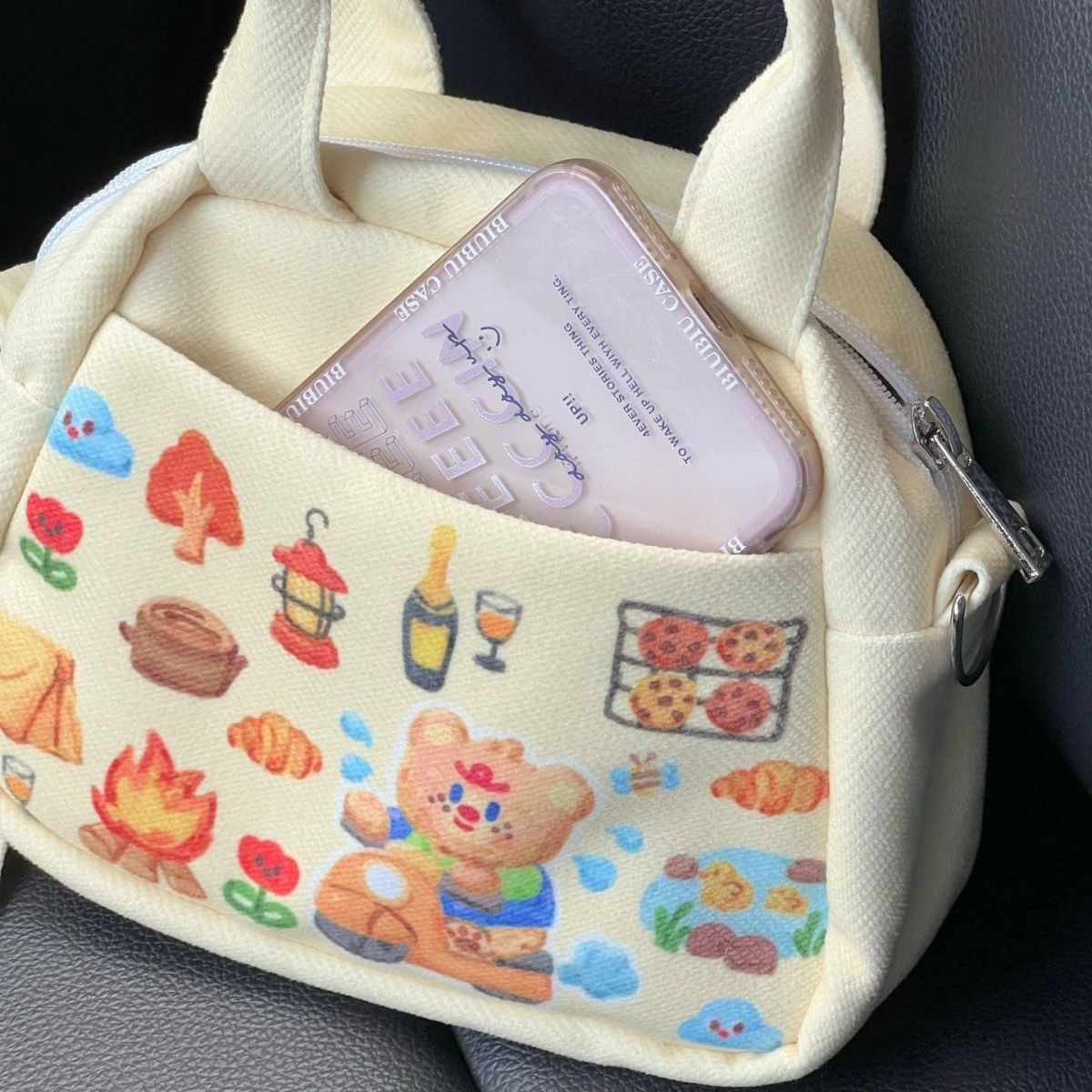 Free shipping small fresh cartoon cute cream cheese student portable shopping Messenger bag tide  new canvas bag