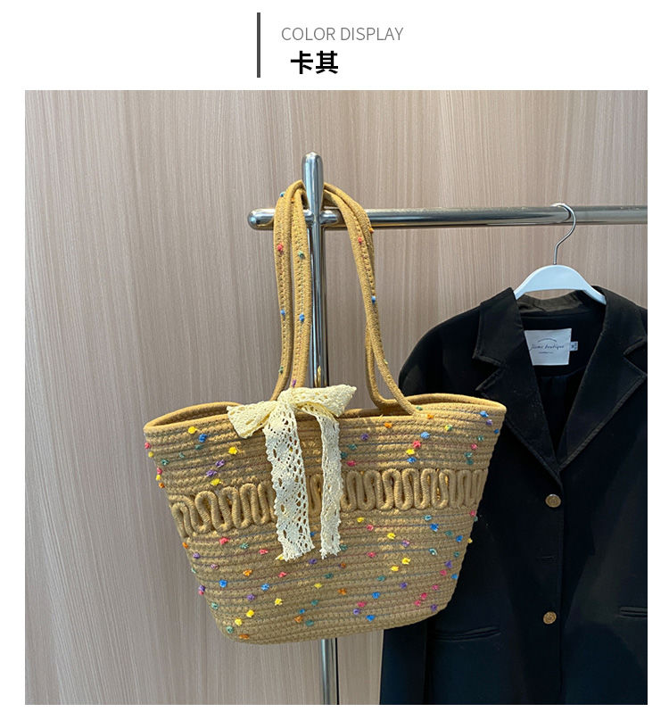 Large-Capacity Beach Bag Fashion All-Match Commuter Tote Bag Niche Weaving Portable Foreign Style Shoulder Bag