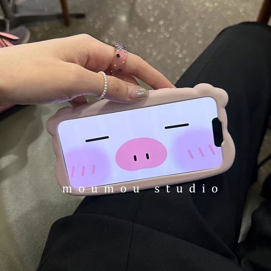Cartoon cute piggy stand suitable for iPhone 14 Apple mobile phone case 11/13promax new 12pro female