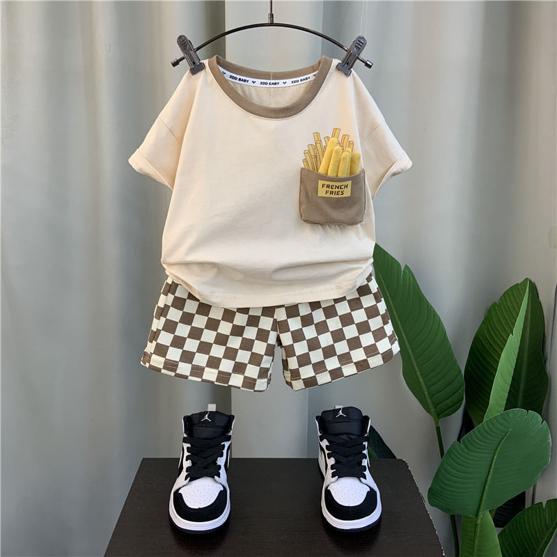 2023 Summer New Boys' Clothes Suit Boys Bao Net Red Explosive Clothes Children's Cool and Handsome Short-sleeved Two-piece Set