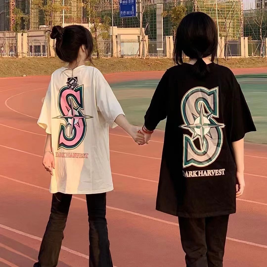 100%純棉丅恤短袖女ins潮2023新款學生韓版寬鬆街頭個性半袖上衣