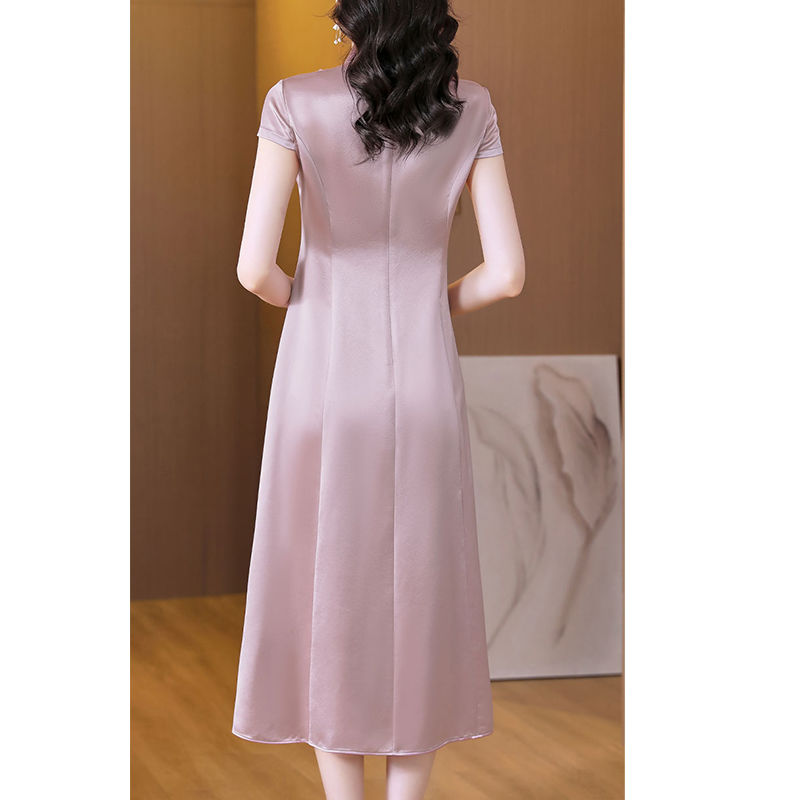  spring and summer new acetic acid embroidery improved cheongsam slimming dress female hi mother-in-law toasting dress