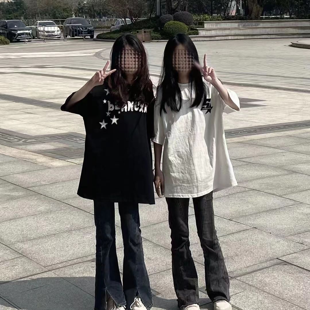 2023夏季新款100%純棉短袖t恤超火韓版女學生寬鬆個性百搭上衣服