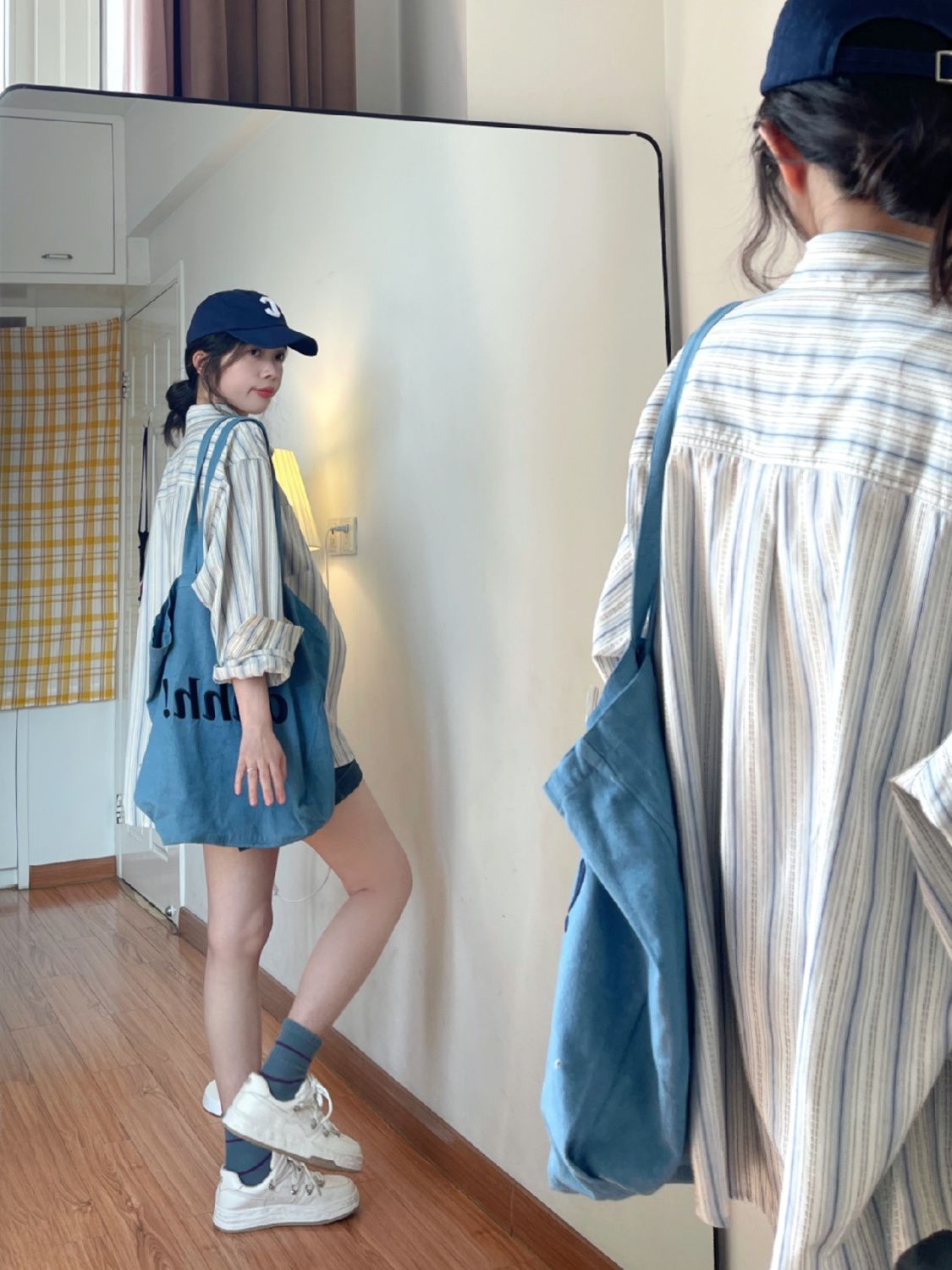 Long-sleeved shirt female 2023 new design sense niche blue striped French top summer sun protection shirt jacket
