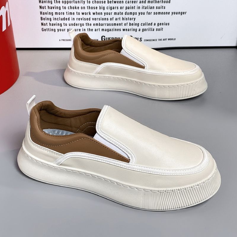 Men's shoes summer 2023 new slip-on leather shoes, trendy and versatile sneakers, men's waterproof, non-slip, wear-resistant casual shoes