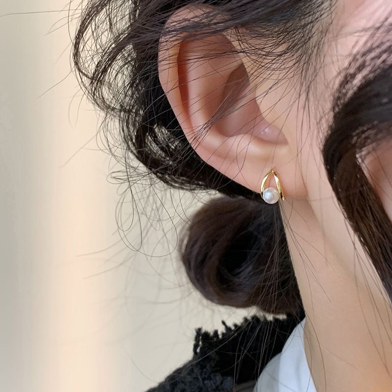 純銀耳釘簡約時尚小巧珍珠高級感氣質百搭通勤耳飾耳環女925銀針