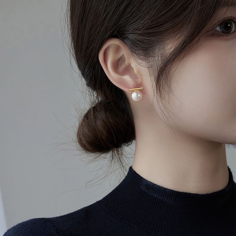 純銀耳釘小眾珍珠女2023年新款潮氣質2023耳環高級感小香風耳飾