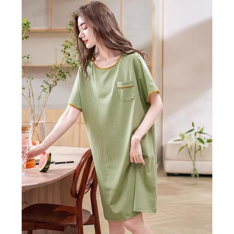 new nightdress women's pure cotton summer thin section Korean version simple white student skirt summer short-sleeved pajamas