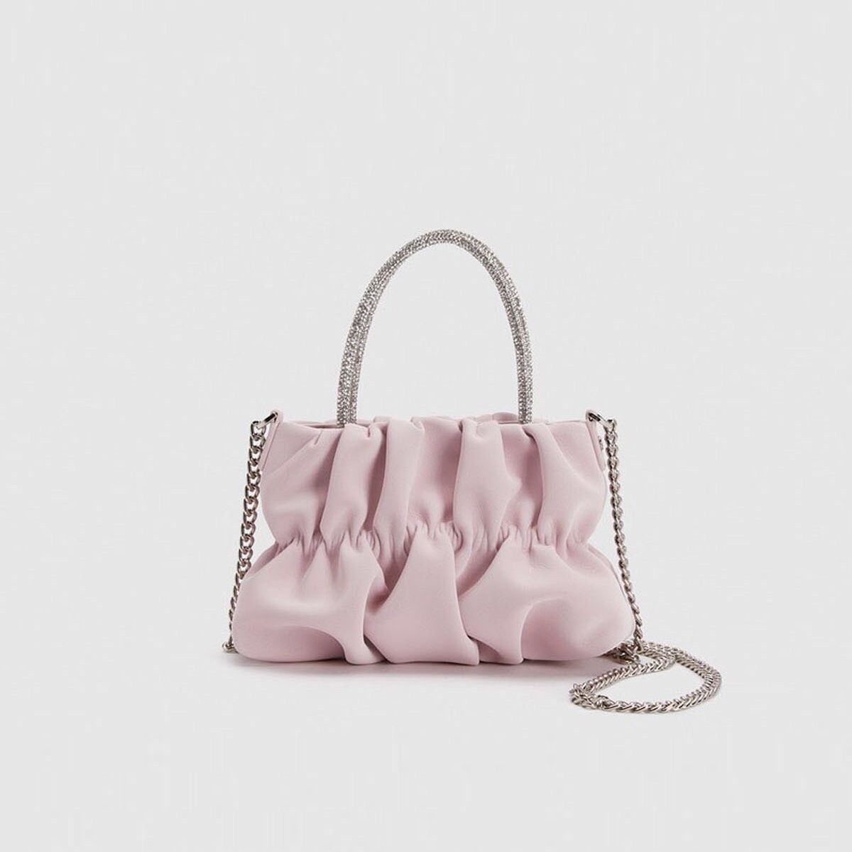 UR women's bag 2023 summer new style women's rhinestone pleated cloud bag socialite party hand-held chain crossbody bag for women