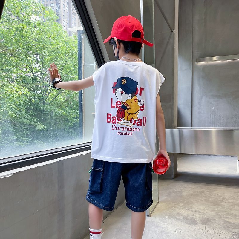 Children's clothing boys' vest summer thin section medium and large children's sleeveless vest top T-shirt foreign style loose 2023 summer