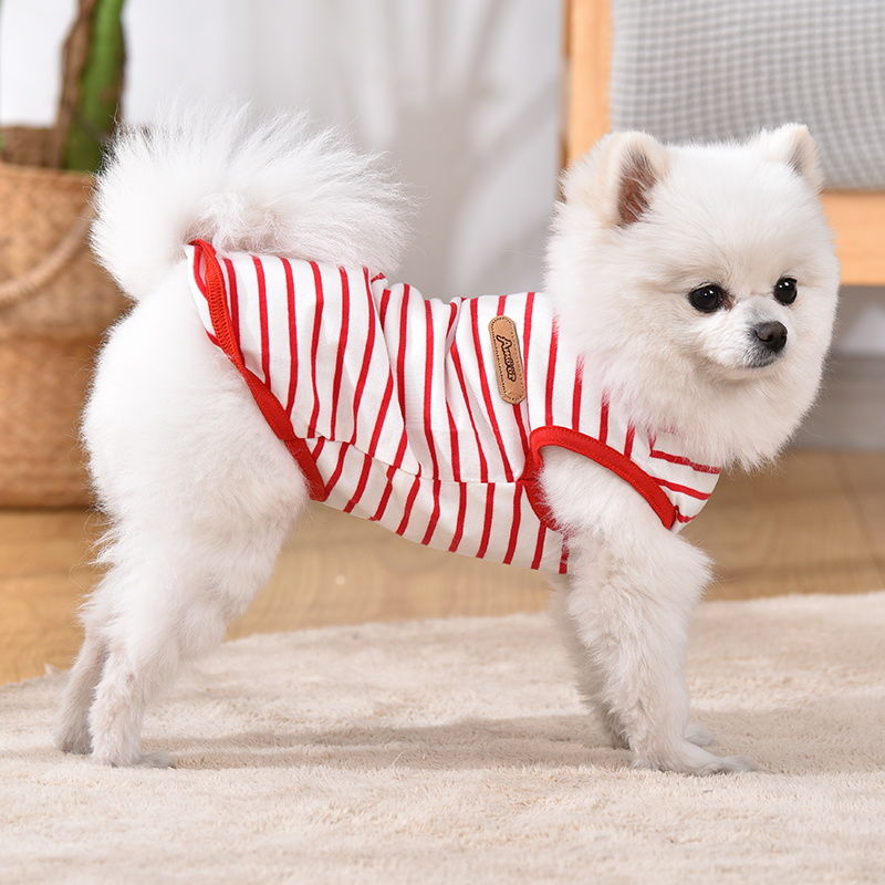 Dog Clothes New Check Tank Top Summer Stripe Pet Clothes Teddy Bears Pomeranian Cat Clothes