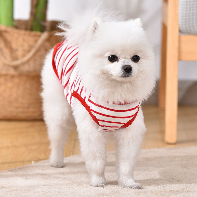 Dog Clothes New Check Tank Top Summer Stripe Pet Clothes Teddy Bears Pomeranian Cat Clothes