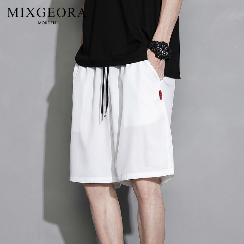 MIX GEORA summer 2023 new solid color overalls shorts men's loose casual thin five-point pants men